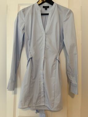 le chateau Light Blue Pinstripe Long Sleeve, Long Shirt